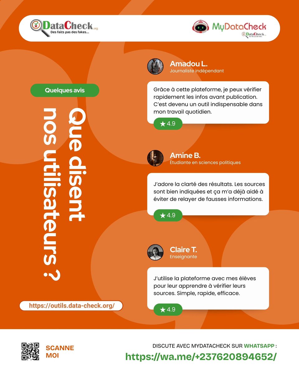posie_azis's tweet image. Cessez d&apos;être des followers passifs qui contribuent à rendre virales des fakes news. Vérifiez tout ce que vous recevez sur les RS avant publication. Allez sur #MyDataCheck c&apos;est très simple à l&apos;usage.
#PPII #ABC6
@DatacheckOrg @AdisiCameroun @BloggersCM