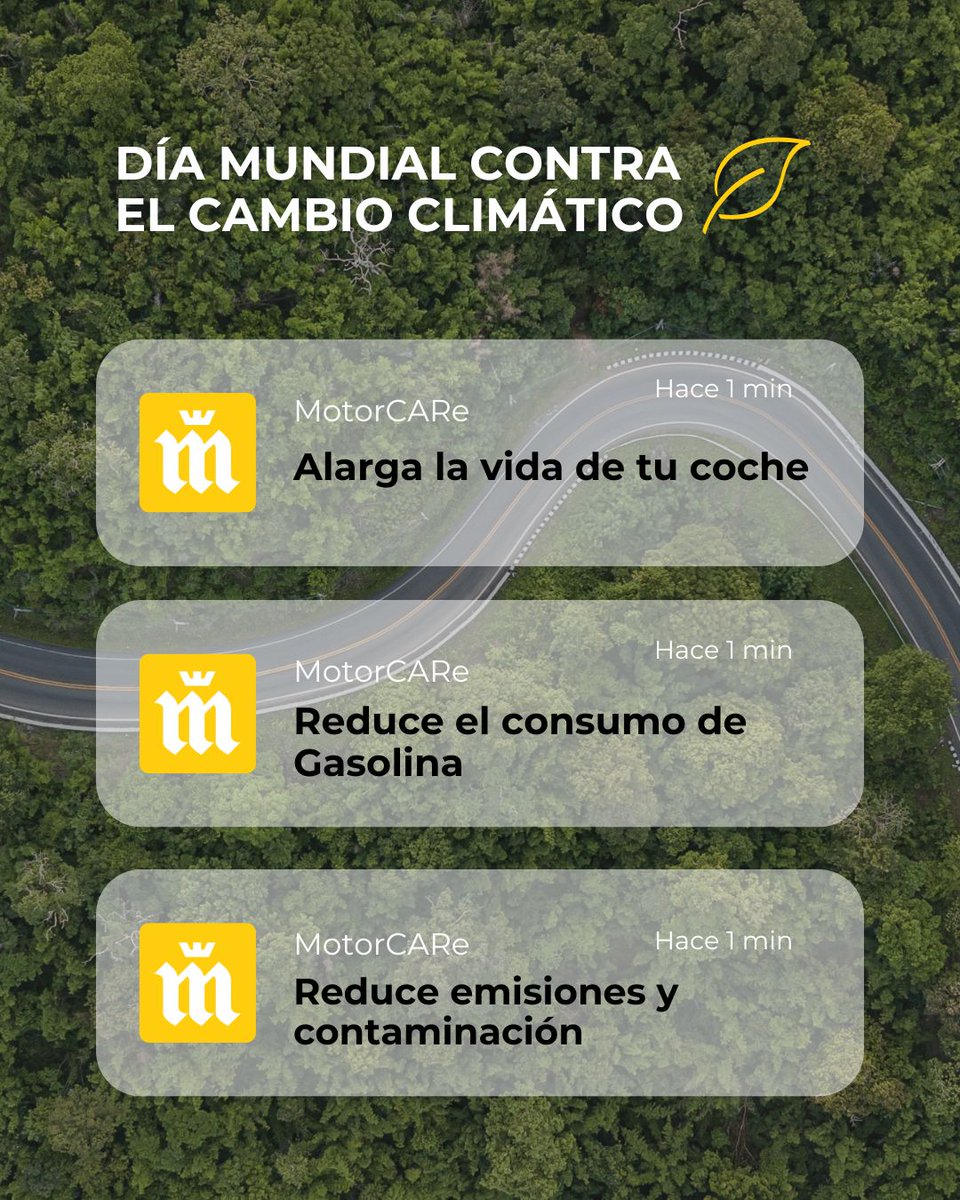 En el Día contra el Cambio Climático, recordamos que cuidar del planeta también pasa por cómo cuidamos de nuestro coche 🌍💛

Pequeños gestos marcan la diferencia. Descarboniza tu vehículo con #MotorCARe y reduce tus emisiones.
