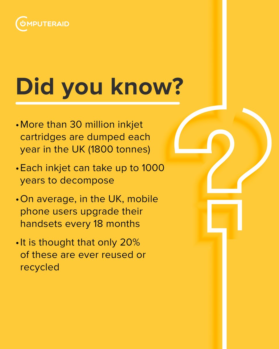 Computer_Aid's tweet image. The global e-waste crisis demands corporate action. 
Responsible IT disposal is fundamental to your ESG strategy.
Reduce your carbon footprint with our sustainable B2B solutions.💛

#ComputerAid #Ewaste #ResponsibleITDisposal #ESGstrategy #CarbonFootprint