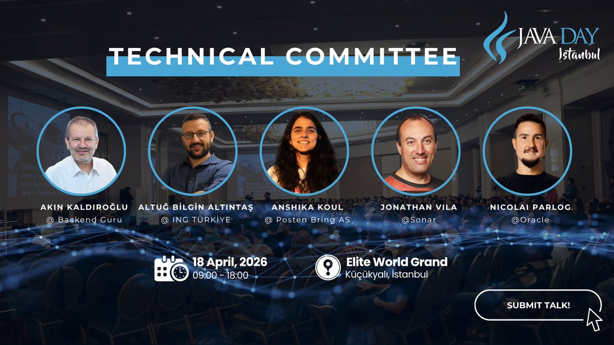 javadayistanbul's tweet image. We’re proud to introduce the distinguished Technical Committee for #JavaDayIstanbul 2026 ! 🎉
These industry leaders and innovators are dedicated to creating an incredible lineup of talks that inspire, educate, and drive the tech community forward. 💎
🌟 Akın Kaldıroğlu
🌟…