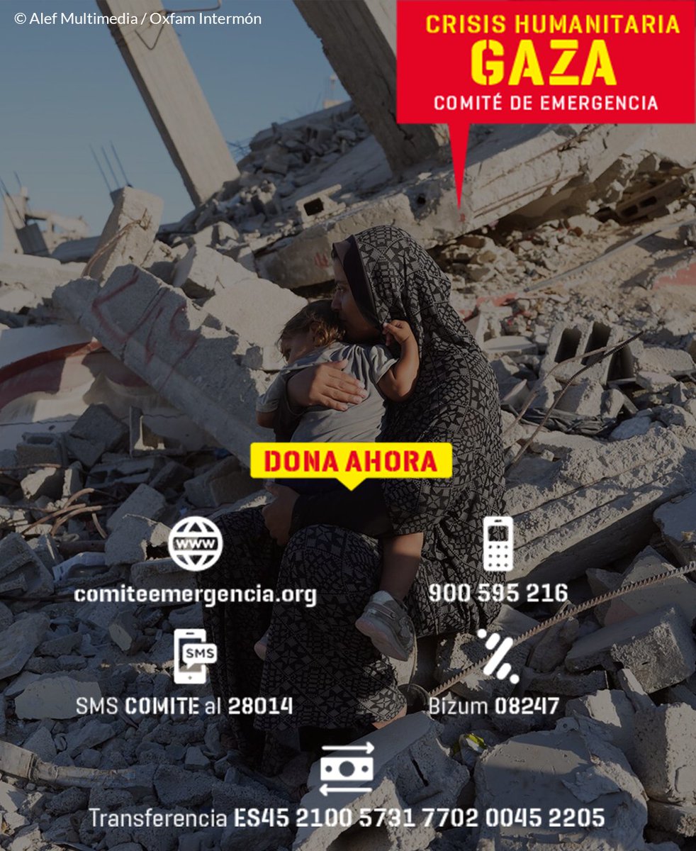 💔 #Gaza vive una emergencia humanitaria sin precedentes.

Millones de personas desplazadas, hospitales colapsados, escasez extrema de alimentos y medicinas.

Tu ayuda puede marcar la diferencia👉
comiteemergencia.org