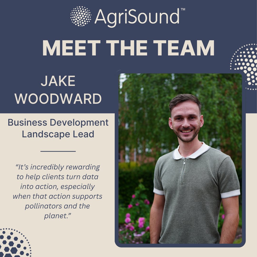 AgriSoundTech's tweet image. 🌿 Meet Jake Woodward, our Business Development Landscape Lead. With roots in horticulture &amp;amp; a decade in landscaping, he blends hands-on expertise with strategy to scale AgriSound’s biodiversity impact. 👉 Exploring solutions? Connect with Jake.
#Polinator #Sustainability