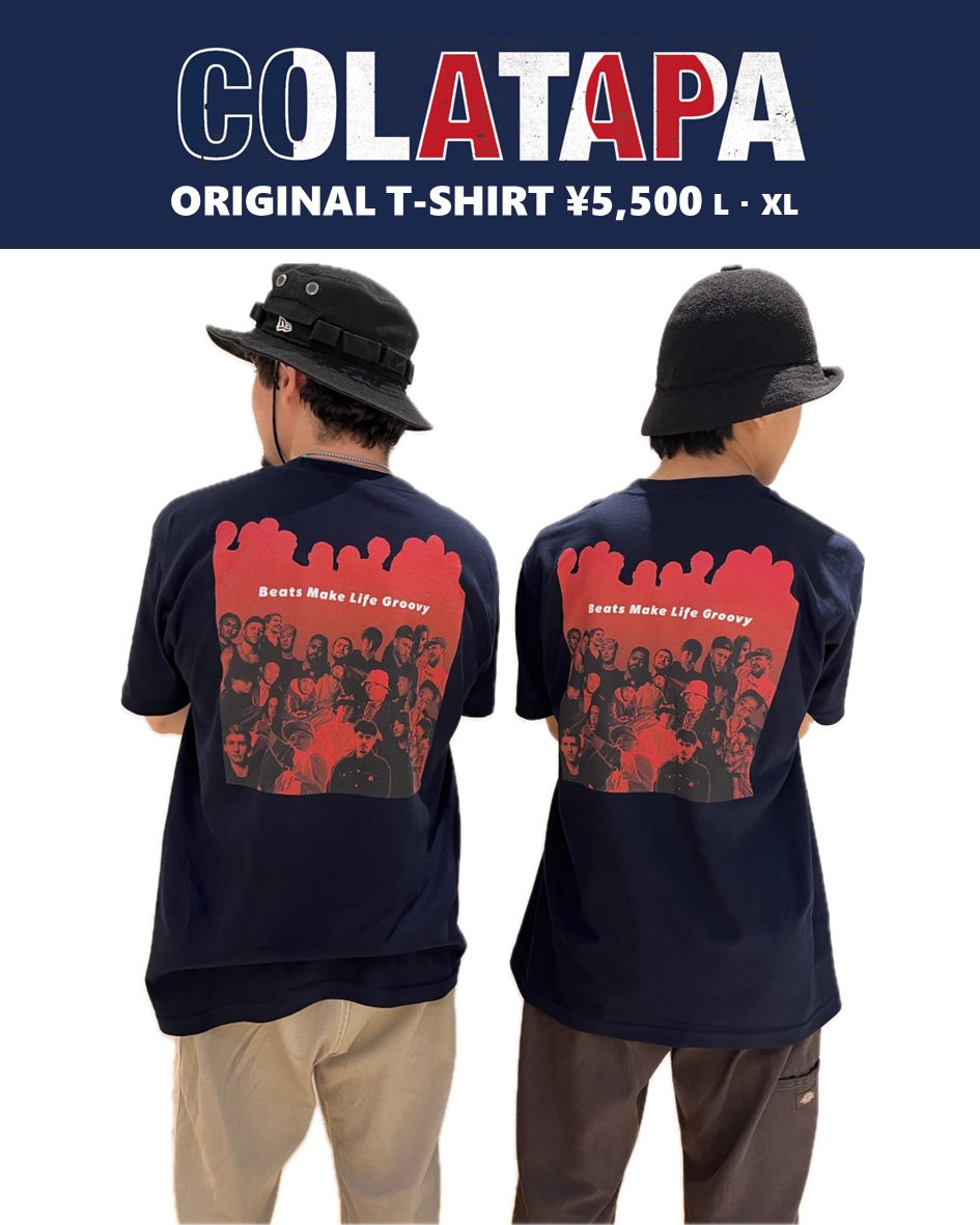 🎉COLATAPA ORIGINAL GOODS 発売🎉
イベント限定Tシャツ、まだ在庫がございます👍
出演アーティストがプリントされたオリジナルデザイン
COLAPSと勇太君にモデルをやってもらいました😊

👕 ORIGINAL T-SHIRT
Size：L・XL　¥5,500
💥 ORIGINAL STICKER
¥500

📦 PRE ORDER受付中！（数量限定・先着順）