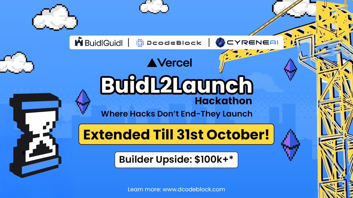 dcodeblock24's tweet image. We hear you loud and clear, builders.
Between Diwali lights ✨
and mid-sem chaos, shipping wasn’t easy,
so we’re giving you what you asked for.
⏰ Deadline Extended → 31st Oct
(from 25th Oct)
More days to build.
More time to test.
More chances to make your mark.
💰 $100K+…