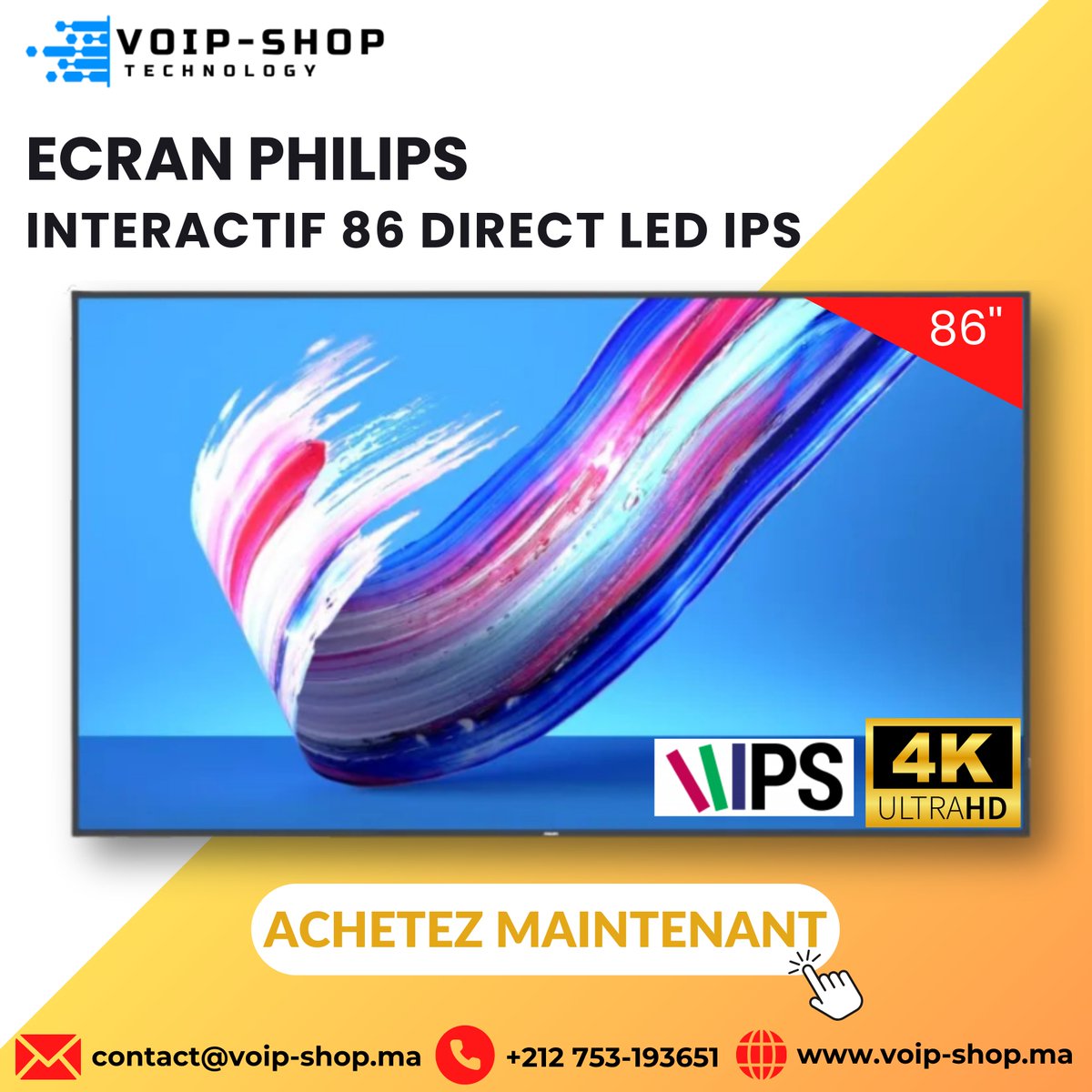 shop_voip's tweet image. 🚀 Découvrez le Philips 86″ 4K Interactif !
💡 Taille géante | 💼 Parfait pour réunions &amp;amp; hôtels | ⚡ IPS + Direct LED
🌍 Disponible chez @VoipShopMaroc
👉 voip-shop.ma/produit/ecran-…
#Philips86 #VoipShop #TechMaroc #BusinessDisplay #4KUHD #Innovation #B2BMaroc