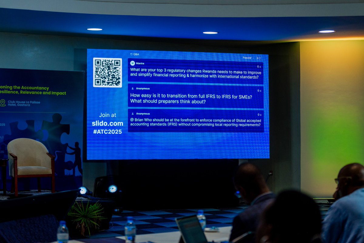 I_CPAR's tweet image. #ATC2025
The Audience joined the conversation with thought-provoking questions on IFRS, IPSAS, and sustainability reporting turning the session into a lively exchange on bridging global frameworks with Rwanda’s evolving financial landscape.The engaging dialogue, led by Brian…