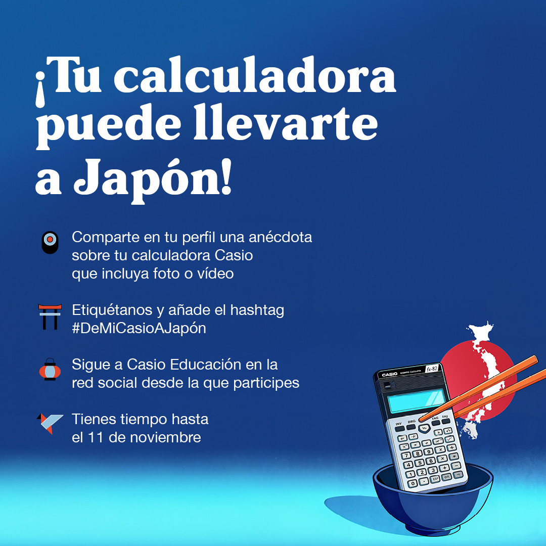 ¿Sabes que si compartes una historia sobre tu calculadora Casio con foto o vídeo puedes ganar un viaje a Japón? #DeMiCasioAJapón 🇯🇵