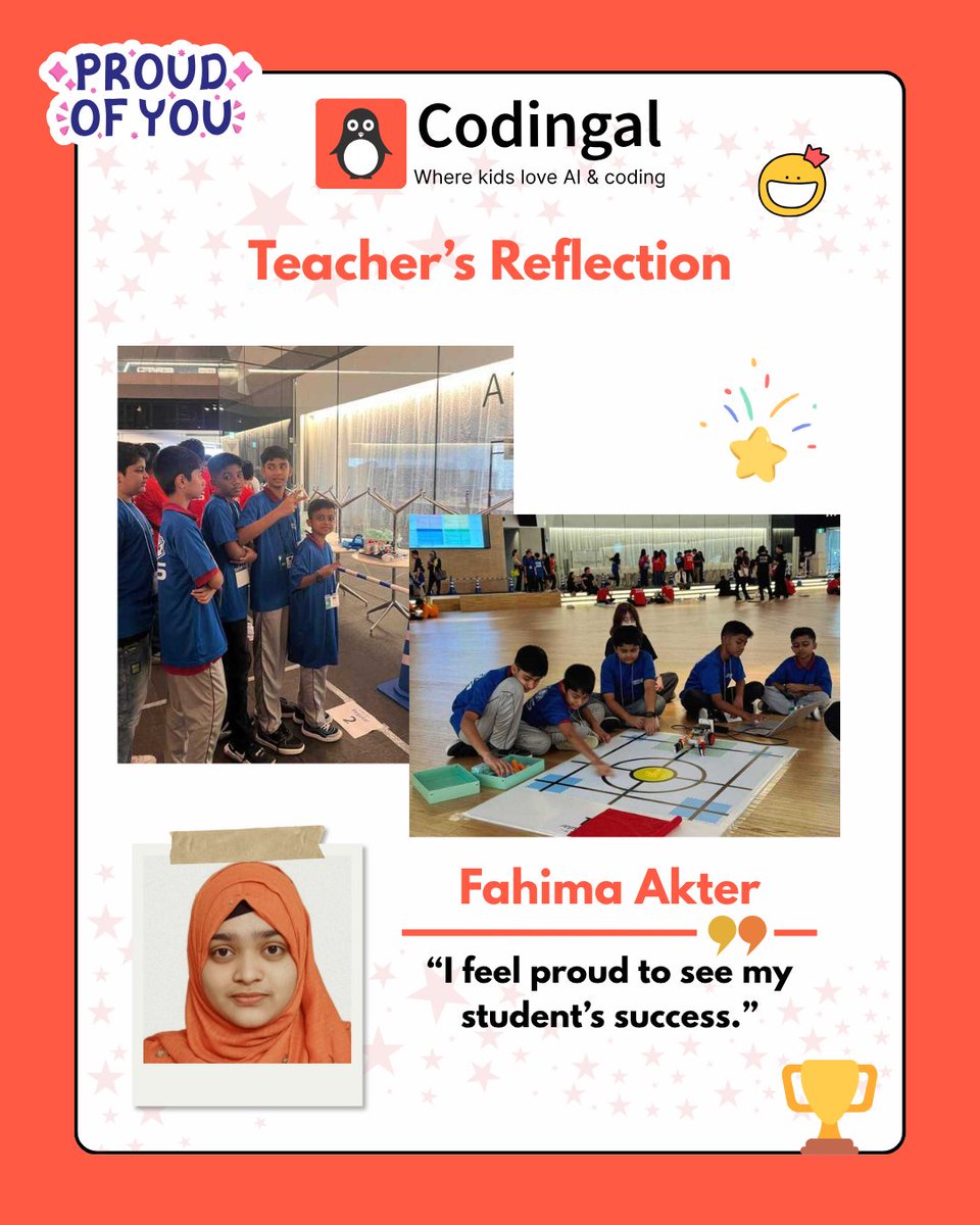 codingal's tweet image. From Bangladesh to Japan! 🇧🇩➡️🇯🇵
Grade 3 coder Abreeq Ayaan showcased his skills at an International Robotix Competition. Keep shining, champ! ✨
Inspired by Abreeq’s journey from 🇧🇩 to 🇯🇵? Start your child’s coding & robotics path today! 🚀
#CodingForKids #Robotics…