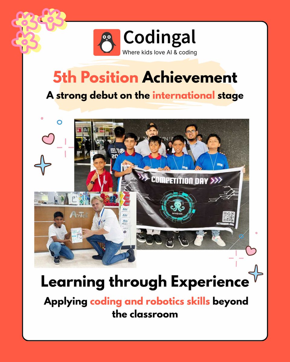 codingal's tweet image. From Bangladesh to Japan! 🇧🇩➡️🇯🇵
Grade 3 coder Abreeq Ayaan showcased his skills at an International Robotix Competition. Keep shining, champ! ✨
Inspired by Abreeq’s journey from 🇧🇩 to 🇯🇵? Start your child’s coding & robotics path today! 🚀
#CodingForKids #Robotics…