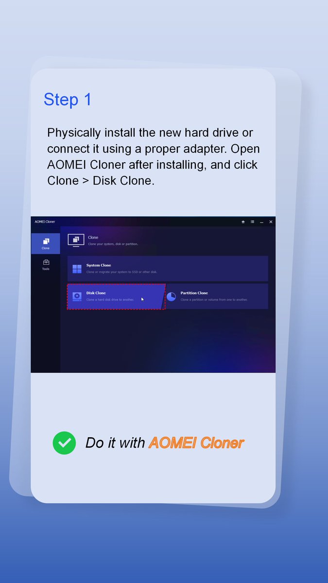 KrisWong5750's tweet image. Xcopy Clone Drive Failed? I Found an Easier Way!💽
Why struggle with manual commands when I can just use AOMEI Cloner?
It clones my drive quickly, cleanly, and without errors.
One click, no stress!
#XcopyCloneDrive #AOMEICloner #DiskClone #TechHack #SSDClone #DriveUpgrade