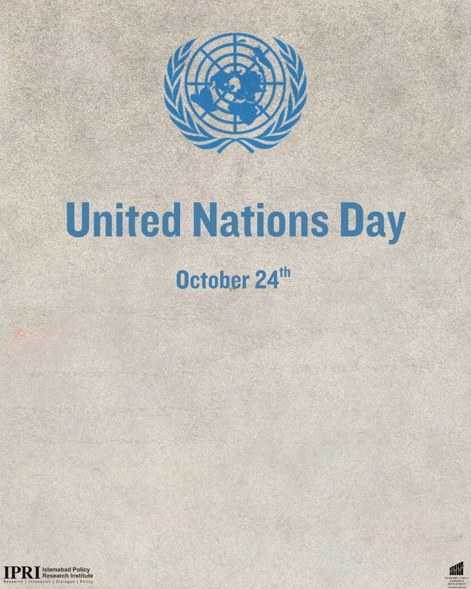 IPRI_Pak's tweet photo. IPRI Threads|
United Nations Day
Curated by International Law Researcher @khadijaalmus
#UNDay #24October @UN @EPBDT https://t.co/t3Nt6MqsBM