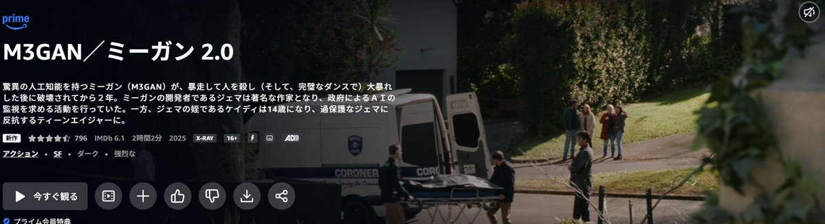 アマプラにミーガン2来てる！