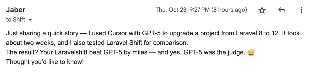 laravelshift's tweet image. AI got nothing on me.