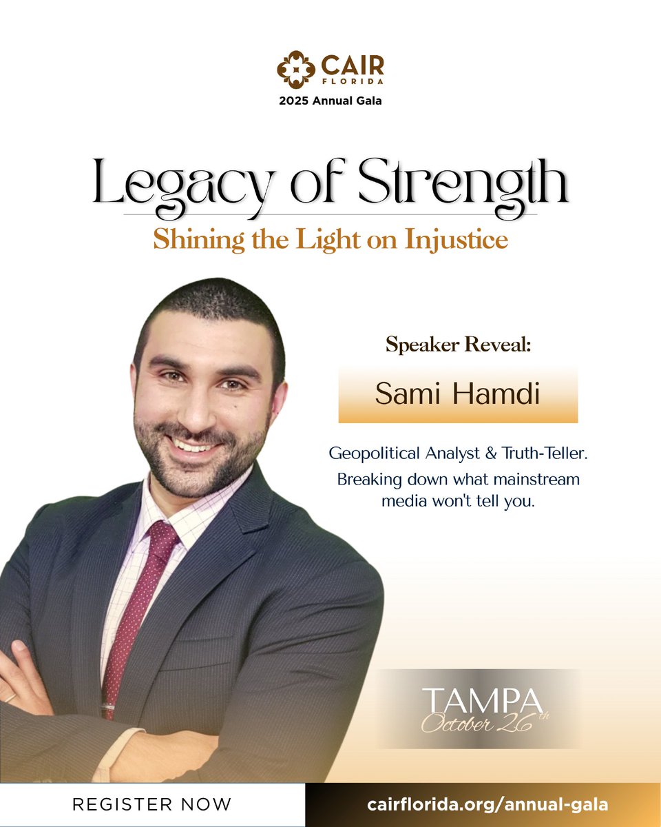 AmyMek's tweet image. 🚨 NATIONAL SECURITY THREAT— FLORIDA 🚨

Why is Florida allowing a British Islamic agitator who glorified Hamas atrocities to headline a CAIR gala in Tampa on October 26?

DEMAND ANSWERS  - YOUR LEADERS ARE DOING NOTHNG TO STOP THIS! 

Sami Hamdi is a foreign national who:

•…