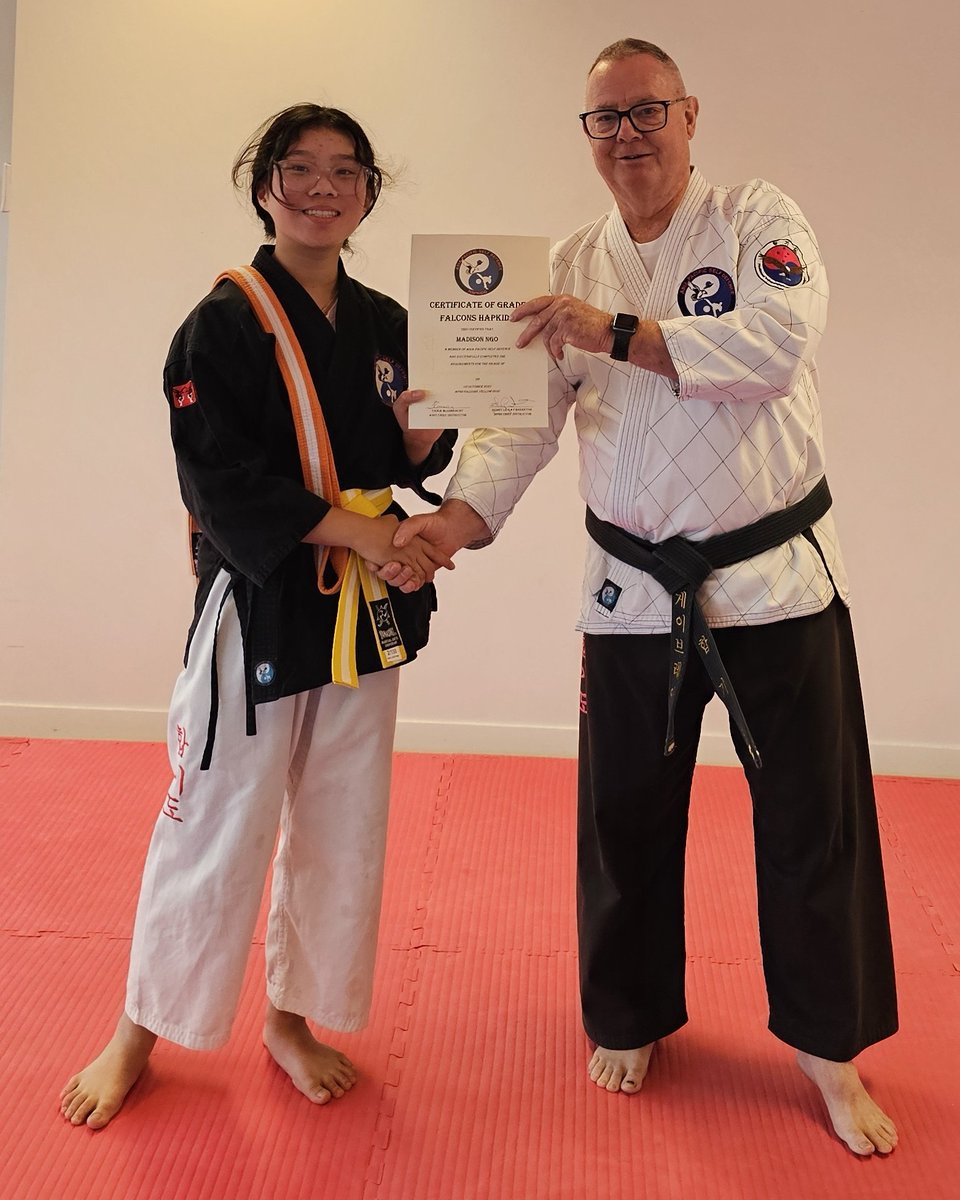centenaryma's tweet photo. Madison is now a yellow belt, having graded on 18 Oct 25, in our Falcon Hapkido program. Congratulations Madison. It was an awesome grading to watch!!!
#selfdefence #hapkidograding #Hapkido #hapkidotraining #MartialArts #hapkidoforkids #kidsmartialarts #selfdefenceforkids https://t.co/dAhIshJnxZ