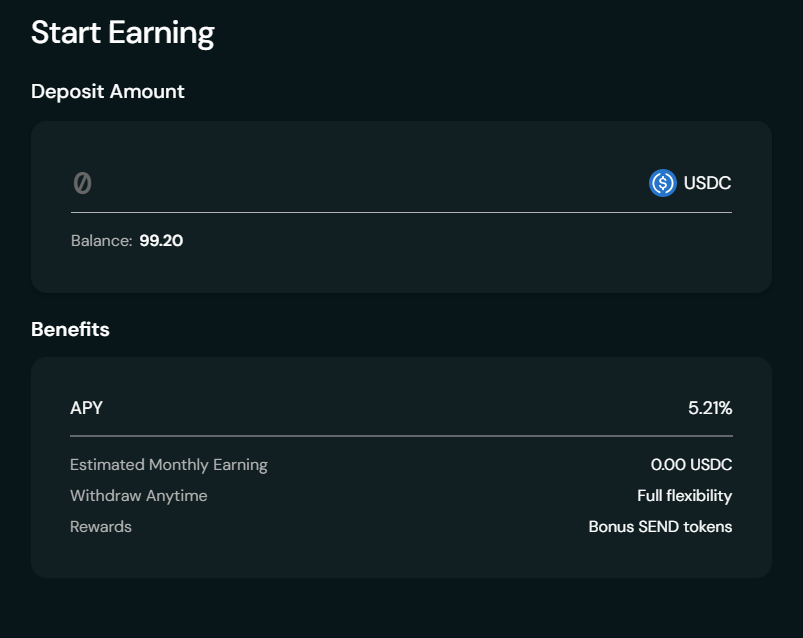 muniwtr's tweet image. 📈 Your savings account should work as hard as you do.

With $SEND, earn high-yield interest on your USDC. 
Set visual goals. Watch them grow on autopilot.

Save smarter. Sleep better. It's that simple. 💰

Start here: send.app/Bullmarket

#HighYield #DeFi #USDC #sendit