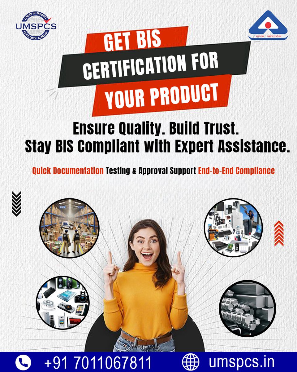 UMSPCS_Official's tweet image. 🔹 Get BIS Certification for Your Product! 🔹
Ensure ✅ Quality, 💪 Trust, and ⚙️ Compliance with expert support from UMSPCS.

Your product deserves the BIS mark of trust! 🏅
🌐 umspcs.in
#BISCertification #ComplianceExperts #ProductQuality #UMSPCS #BusinessGrowth