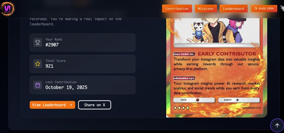 I just contributed to <a href="/v_on_vana/">V</a> on vdatadao.xyz and claimed my early contributor badge for building the future of data ownership!  #VANA