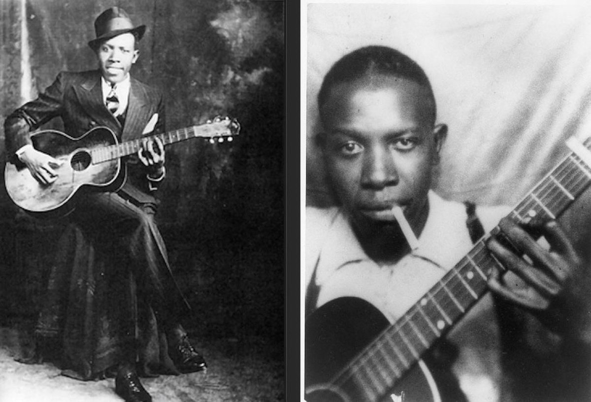 Clarifications on #RobertJohnson 's guitars: In the photo taken with his suit RJ holds a <a href="/gibsonguitar/">Gibson</a> L-1 and in the 2nd photo, he holds a Kalamazoo KG-14 which he bought when the house which he &amp; Johnny Shines were staying in West Memphis got burned along with their guitars