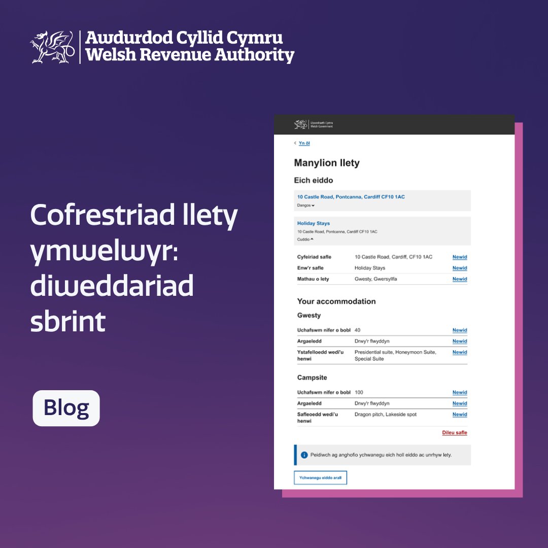 ACCtrydar's tweet image. Fel rhan o'n ffordd o weithio’n gwbl agored, bydd ein tîm cofrestru llety ymwelwyr yn rhannu'r wybodaeth ddiweddaraf am eu cynnydd bob pythefnos.

Darllenwch y diweddariad llawn ac ymunwch â'n rhestr bostio: awdurdodcyllidcymru.blog.llyw.cymru/2025/10/24/cof…