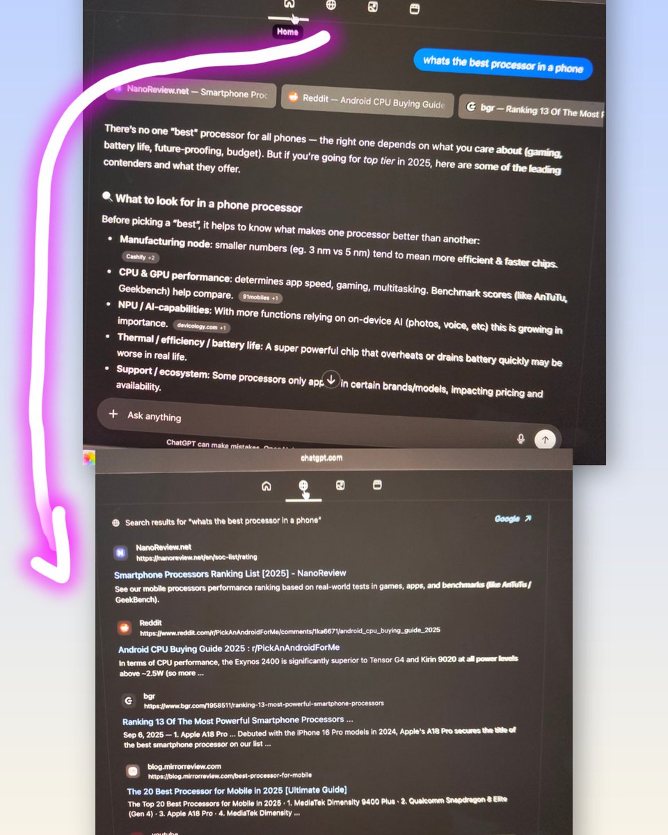 virtualvibes_ai's tweet image. I don't get it...
ChatGPT Atlas looks great and all, but the functionality seems pretty much the same as just using Chrome + Google.
It still relies on the Google Search API and generates answers based on the 10 fetched results. So how is it really different from using Google…