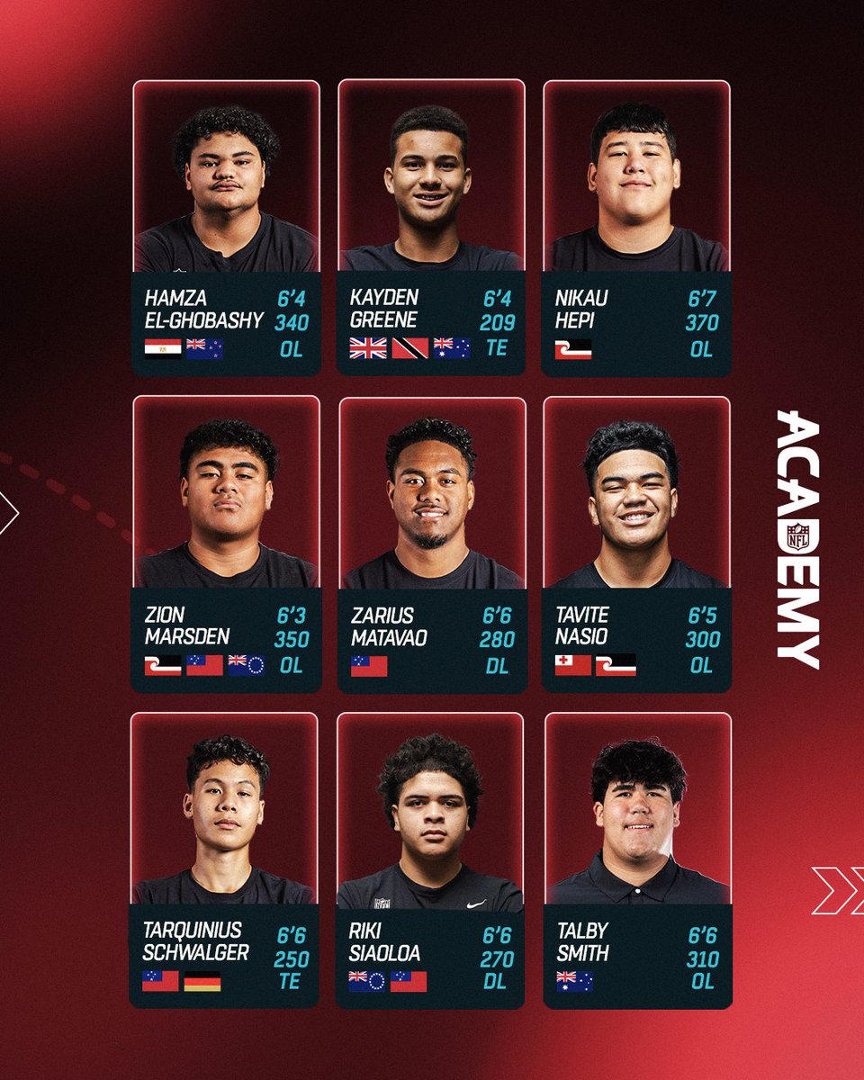 🔥Recruiting is heating up! Asia Pacific <a href="/NFLAcademy/">NFL Academy</a> athletes have earned 14 FBS offers and counting!🔥
<a href="/hamzanflacademy/">Hamza El-Ghobashy</a>
<a href="/kayden_greene29/">Kayden Greene</a> 
<a href="/nikaunflacademy/">Nikau Hepi</a>
<a href="/Zion_SAMCO4209/">Zion Marsden</a> 
<a href="/ZariusMatavao/">Zarius Matavao</a>
<a href="/Tavitenasio/">Tavite Nasio</a> 
<a href="/Tarqswagger/">Tarquin Schwalger</a>
<a href="/rikinflacademy/">Teauariki Siaoloa</a>
<a href="/talby_smith/">Talby smith</a>