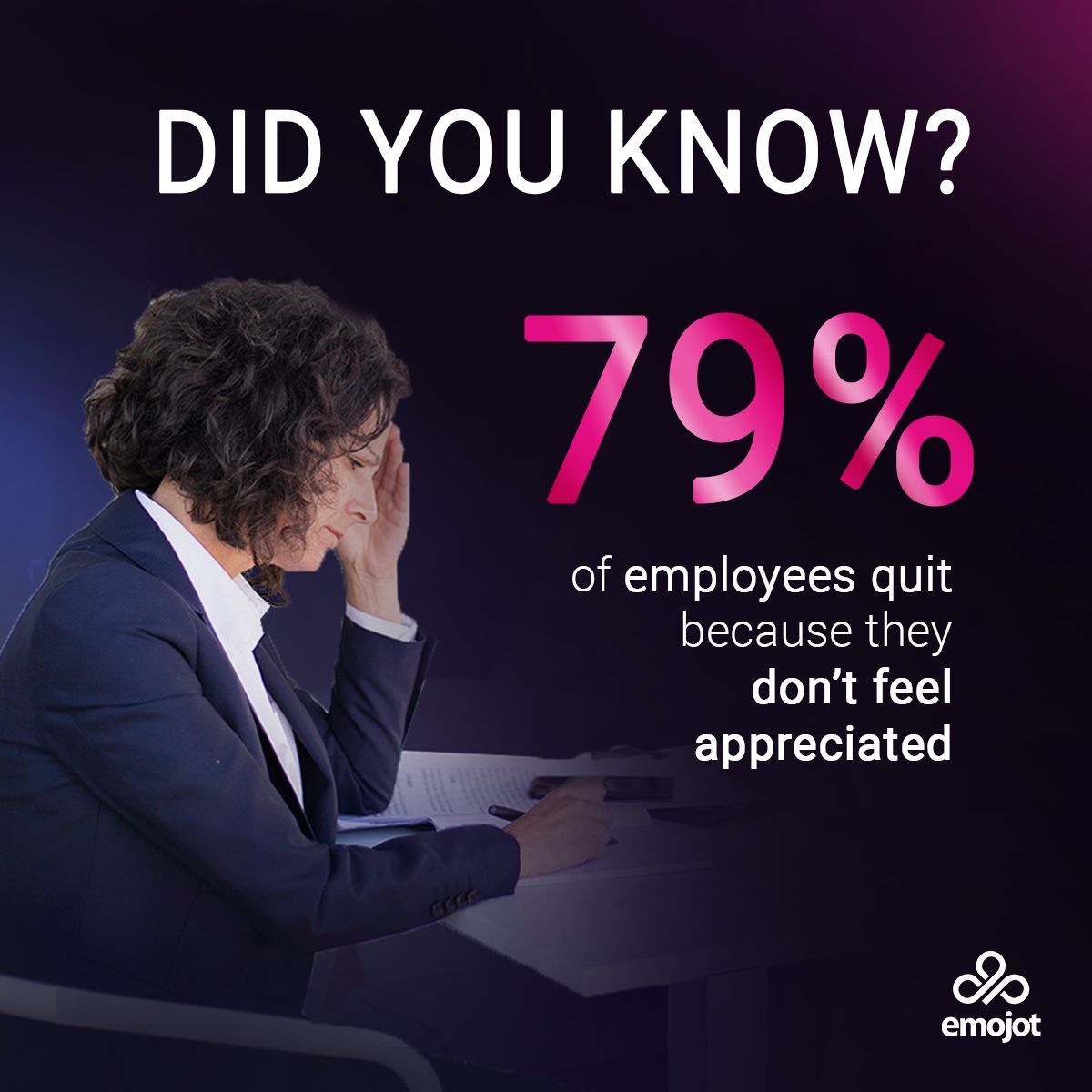 EmojotTALK's tweet image. 79% of employees quit because they don’t feel appreciated — but it doesn’t have to be that way.

With Emojot EXM, you can understand how your employees truly feel, recognize their efforts in real time, and take meaningful action to boost engagement and retention.

#EXM  #Emojot