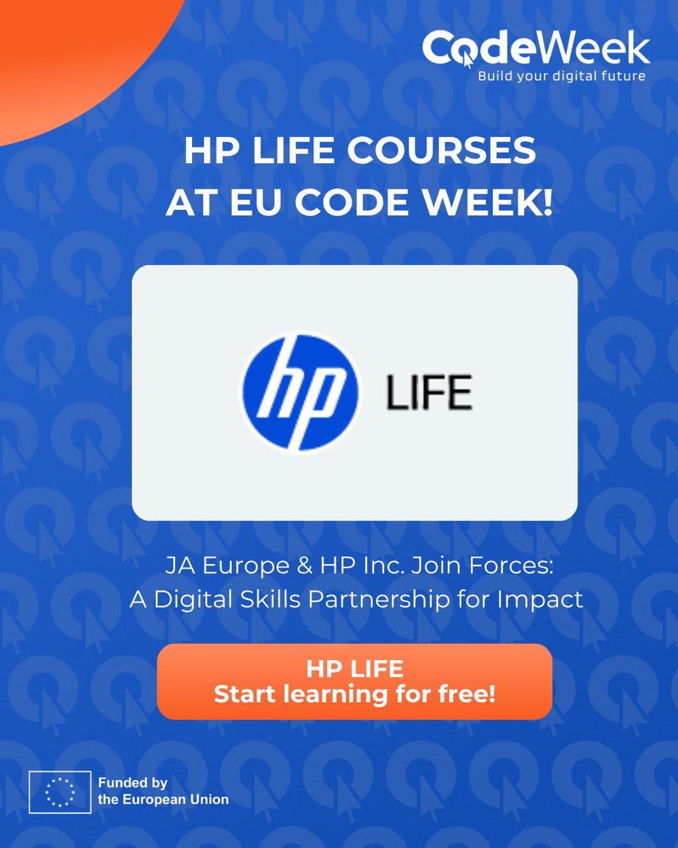 CodeWeekEU's tweet image. JA Europe & HP Inc. Join Forces: A Digital Skills Partnership for Impact           
We’re thrilled to share that HP LIFE learning materials are now available on the EU Code Week website!: codeweek.eu/blog/hp-life-c…
#EUCodeWeek #HP #HPLIFE #DigitalSkills