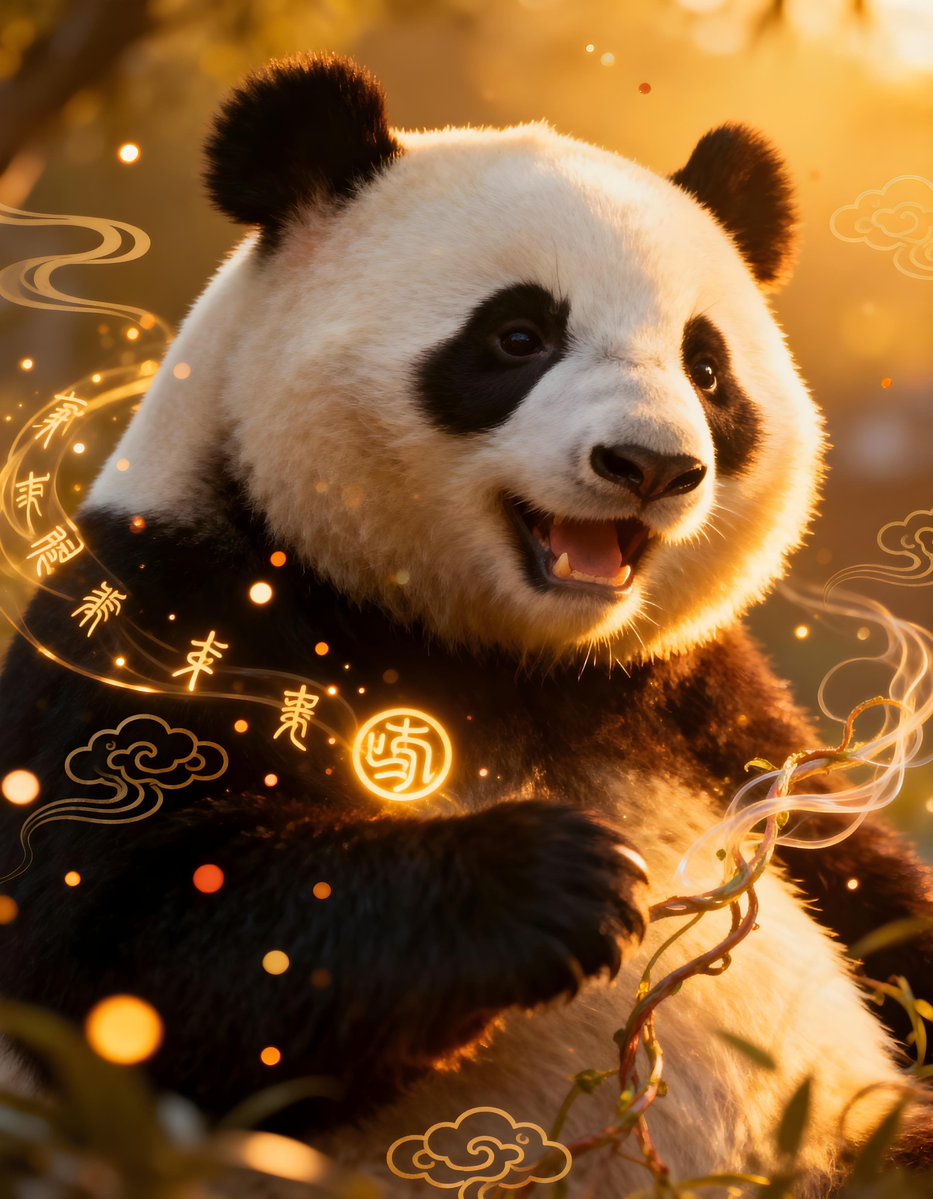 heathergreen's tweet image. #promptshare using Seedream 4 4K from @freepik 
👉A whimsical portrait of a (SUBJECT) illuminated by golden hour lighting, featuring particle effects. The image should incorporate a high-saturation warm palette, blending traditional Eastern elements with Western fantasy styles.