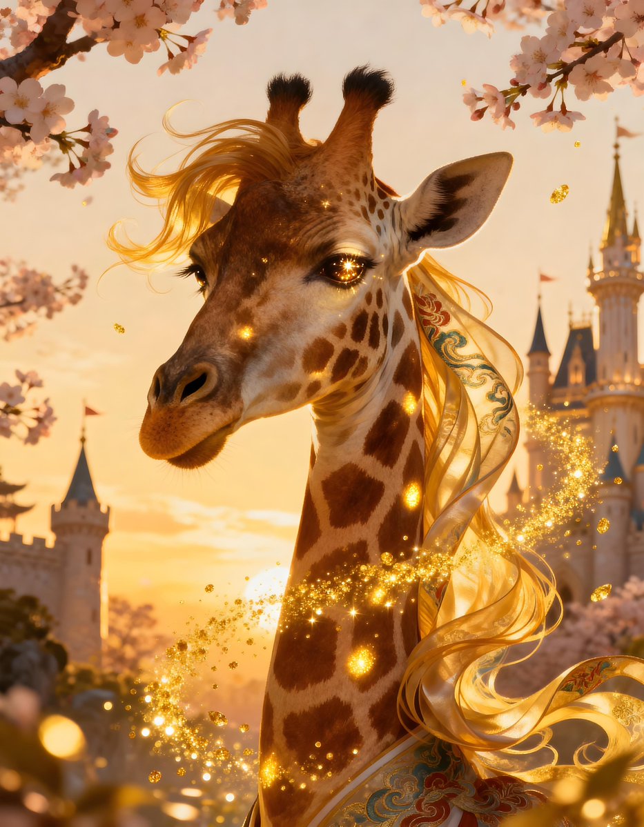 heathergreen's tweet image. #promptshare using Seedream 4 4K from @freepik 
👉A whimsical portrait of a (SUBJECT) illuminated by golden hour lighting, featuring particle effects. The image should incorporate a high-saturation warm palette, blending traditional Eastern elements with Western fantasy styles.