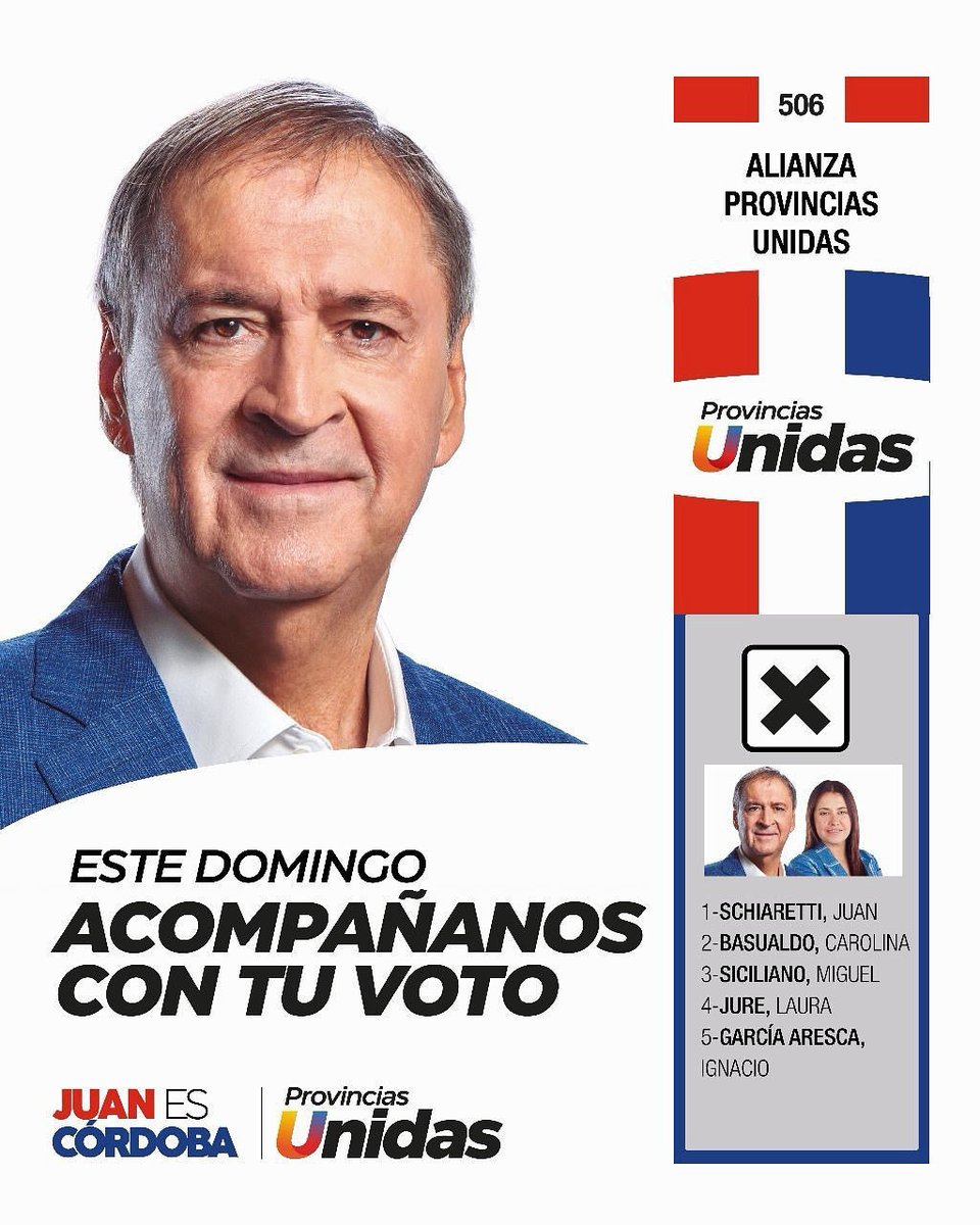 Este domingo, acompañá a Juan y a Provincias Unidas. Último Casillero de la Boleta Única de Papel ✅✌🏽🇦🇷❤️