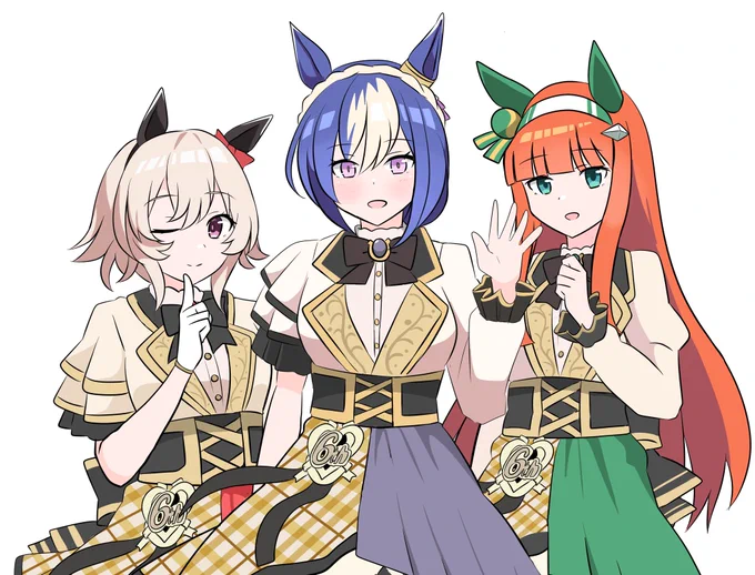 アカネさん主催お疲れ様でした! カレン・シーザリオ・スズカの3人の絵を描いてお送りしました。結果見てくださりコメントも頂いたとの事ですのでアカネさん含め私も描いて良かったと思います…1週間あっという間ですね。ありがとうございましたっ