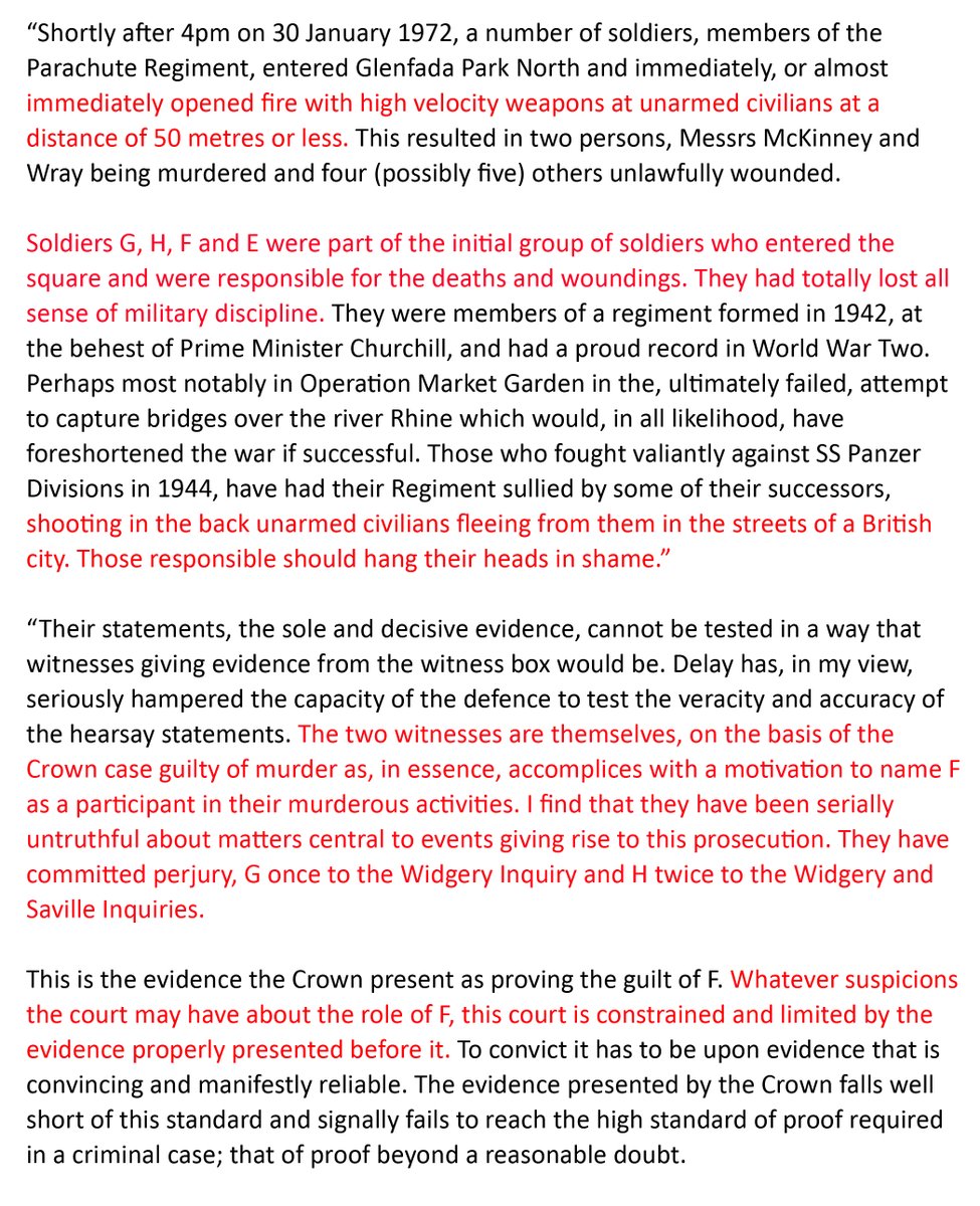 Worth noting the totality of the judgement yesterday, it is extremely damning of the individuals and the regiment celebrated by some politicians yesterday.