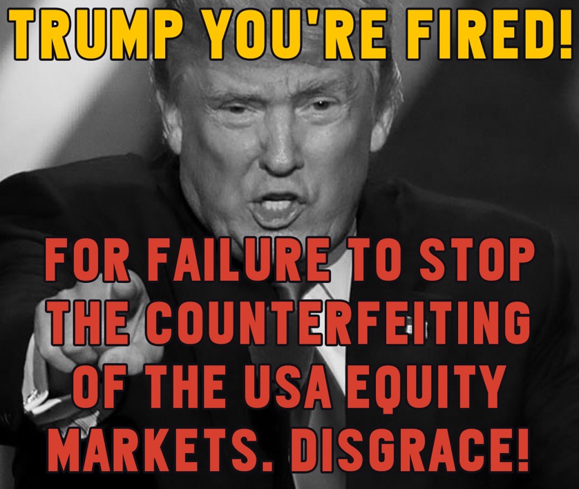 Quick action. We put a truck at the door of the SEC to stop the counterfeiting of the USA equity markets 

NOTHING    need to see more  they have done zero TRILLIONS stolen.   We think its the Italians of wall St   Lock them up