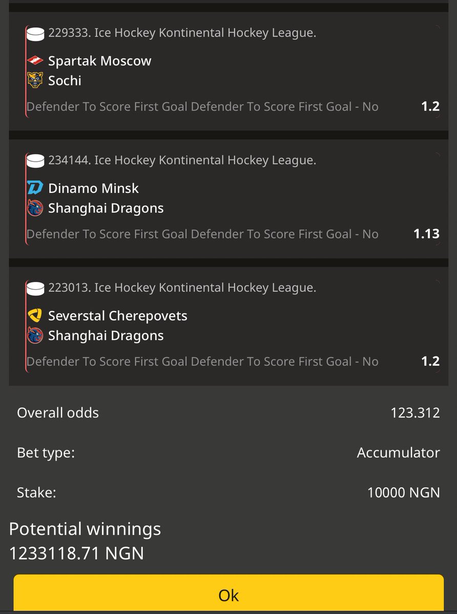 Defender to score first goal - No🔥 (100 odds) 🏒

Code: 7GY96

Not on Afropari yet? Join now 👉 tinyurl.com/vacch376