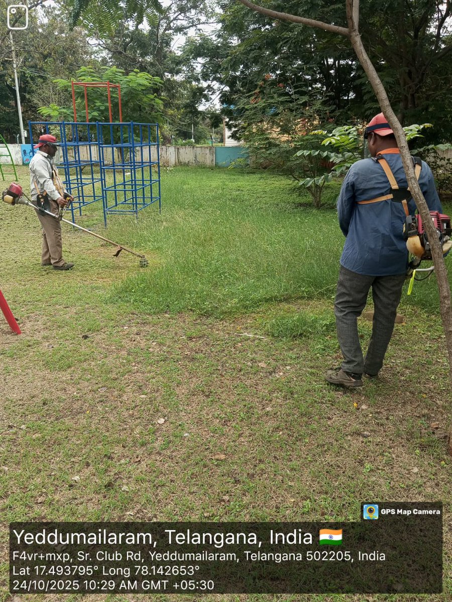 As part of Swachchta Campaign 5.0, Grass cutting and cleaning drive carried out Ankur Vidya Mandir at OFMK Estate.