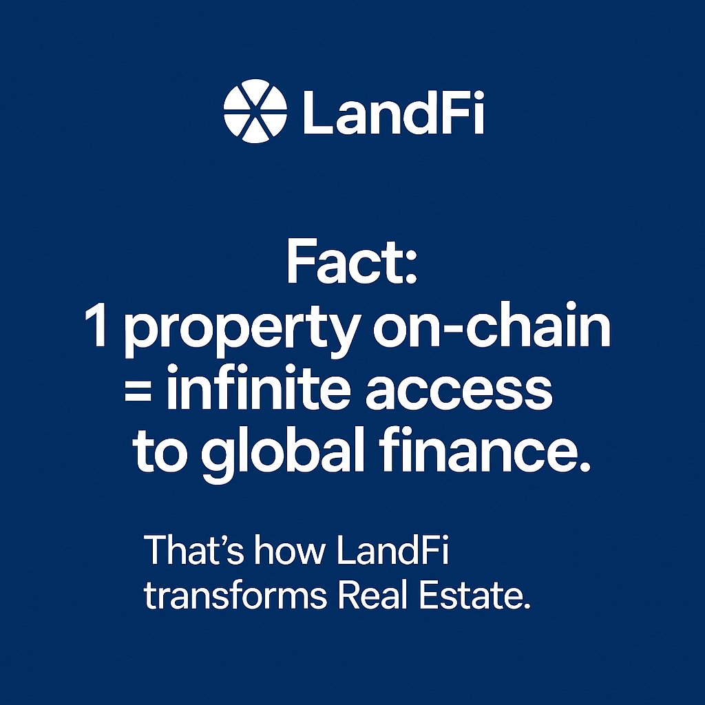 Land2fi's tweet image. Fact: 1 property on-chain = infinite access to global finance. 🌍

That’s how LandFi transforms Real Estate — by connecting real assets to digital opportunity.

Own. Tokenize. Prosper. 🏡💠

#LandFi #RealEstateTech #ImpactTech #LandTokenization #GlobalFinance #DeFi