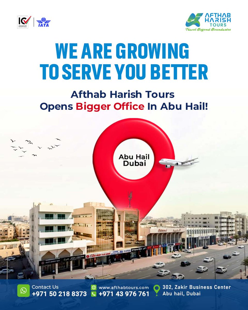 Afthab_Tours's tweet photo. We’ve Moved — and We’re Growing!🎉
Afthab Harish Tours is now in a bigger, better office at Abu Hail, Dubai! 🌍✈
Your trust drives our journey — thank you for being part of our growth.
📍302, Zakir Business Center, Abu Hail
#AfthabHarishTours https://t.co/Z1bvDC99m2