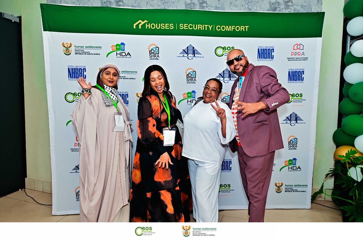 CSOS_SA's tweet image. IN PICTURES: Some CSOS officials alongside members of the Portfolio Committee on Human Settlements at the 3rd annual CSOS indaba🇿🇦 
Ms Zelna Saira Abader, Ms Marina Dumakude, Ms Sakiena Frenchman, Mr Heinrich Giovanni April. 
#CSOSIndaba2025 #HarmoniousLiving
#SharedLiving…