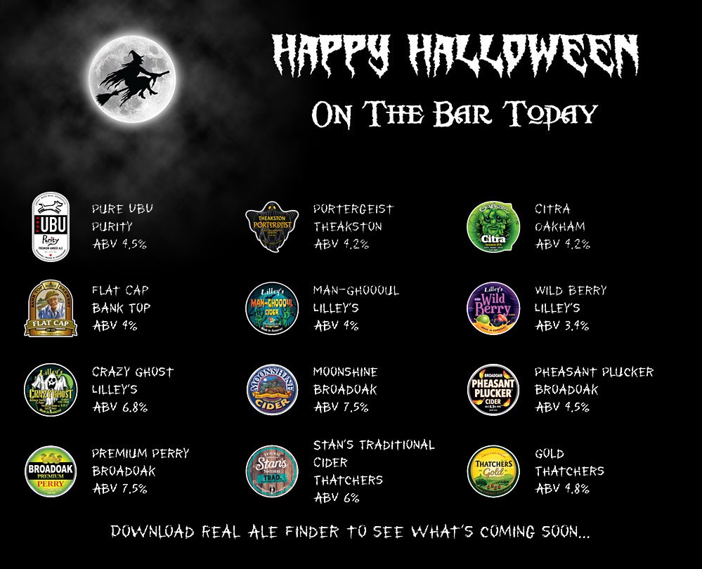 Beer Board: goo.gl/wdNYZ8
@Purityale <a href="/Theakston1827/">Theakston Brewery</a> <a href="/OakhamAles/">Oakham Ales</a> <a href="/BankTopBrewery/">Bank Top Brewery</a> <a href="/lilleyscider/">Lilley's Cider</a> <a href="/FetchTheDrinks/">Fetch The Drinks</a> <a href="/thatchers_cider/">Thatchers</a> 
#RealAleFinder