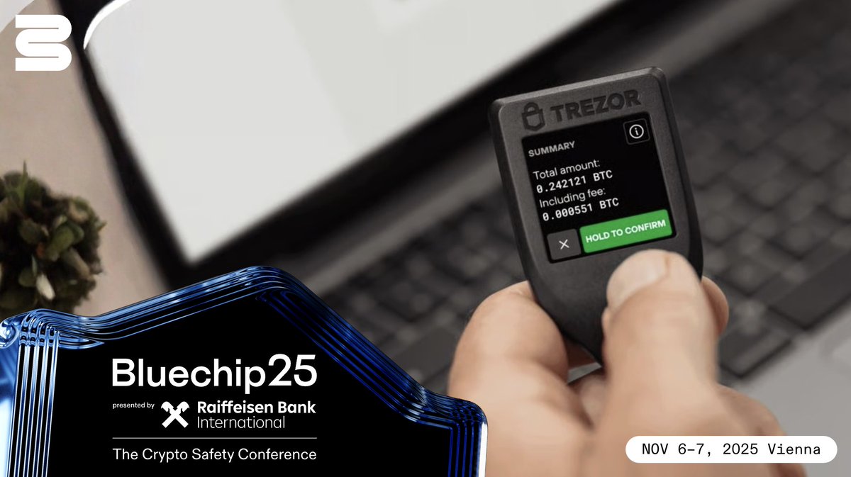 bluechip_org's tweet image. 🎁 All Bluechip25 guests will go home with a complimentary Trezor Model T wallet, all thanks to @Trezor!

The Trezor Model T is a sleek hardware wallet with a vivid touchscreen, Shamir backup, and on-device confirmations.

See more at conference.bluechip.org

📍 Nov 6-7 in Vienna