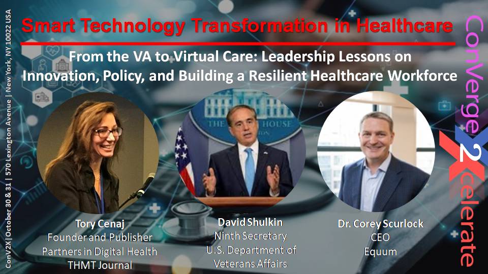 EquumM's tweet image. One week out: Oct 30–31 in NYC at #CONV2X
Fireside Chat: From the VA to Virtual Care—Leadership Lessons on Innovation, Policy &amp;amp; a Resilient Healthcare Workforce
With Dr. @DavidShulkin &amp;amp; Dr. Corey Scurlock; moderated by @Tory Cenaj.
Join us ➜ telehealth.conv2xsymposium.com 
#Telehealth