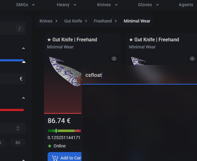 GabFluffy's tweet image. Genuinely just typed csfloat into csfloat's market search
