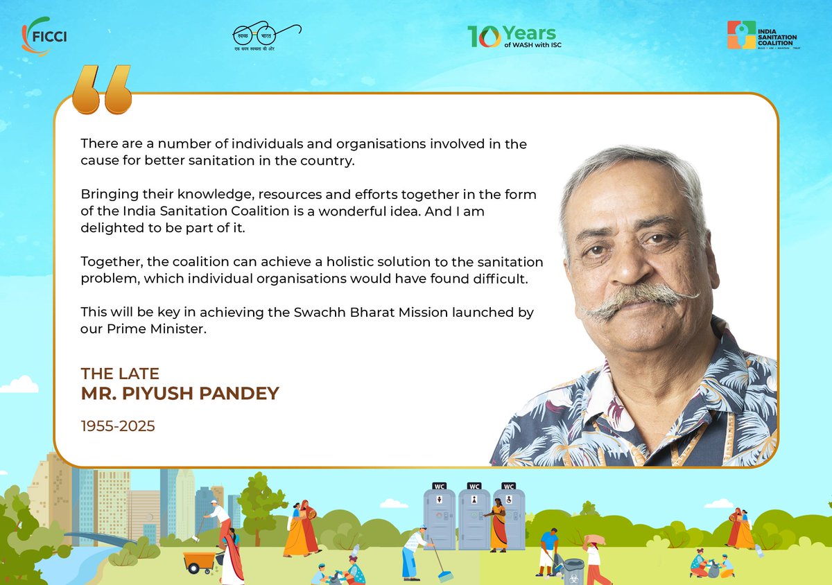 NatashaPatel59's tweet photo. Piyush played a pivotal role in shaping the India Sanitation Coalition’s identity and voice when we first began our journey. His clarity of thought, creative brilliance, and generous spirit guided us through many milestones. Beyond his professional excellence, he will be remembered for his warmth, humour, and the light he brought into every room. Rest in peace, Piyush. Your legacy will always be a part of ISC and the world!