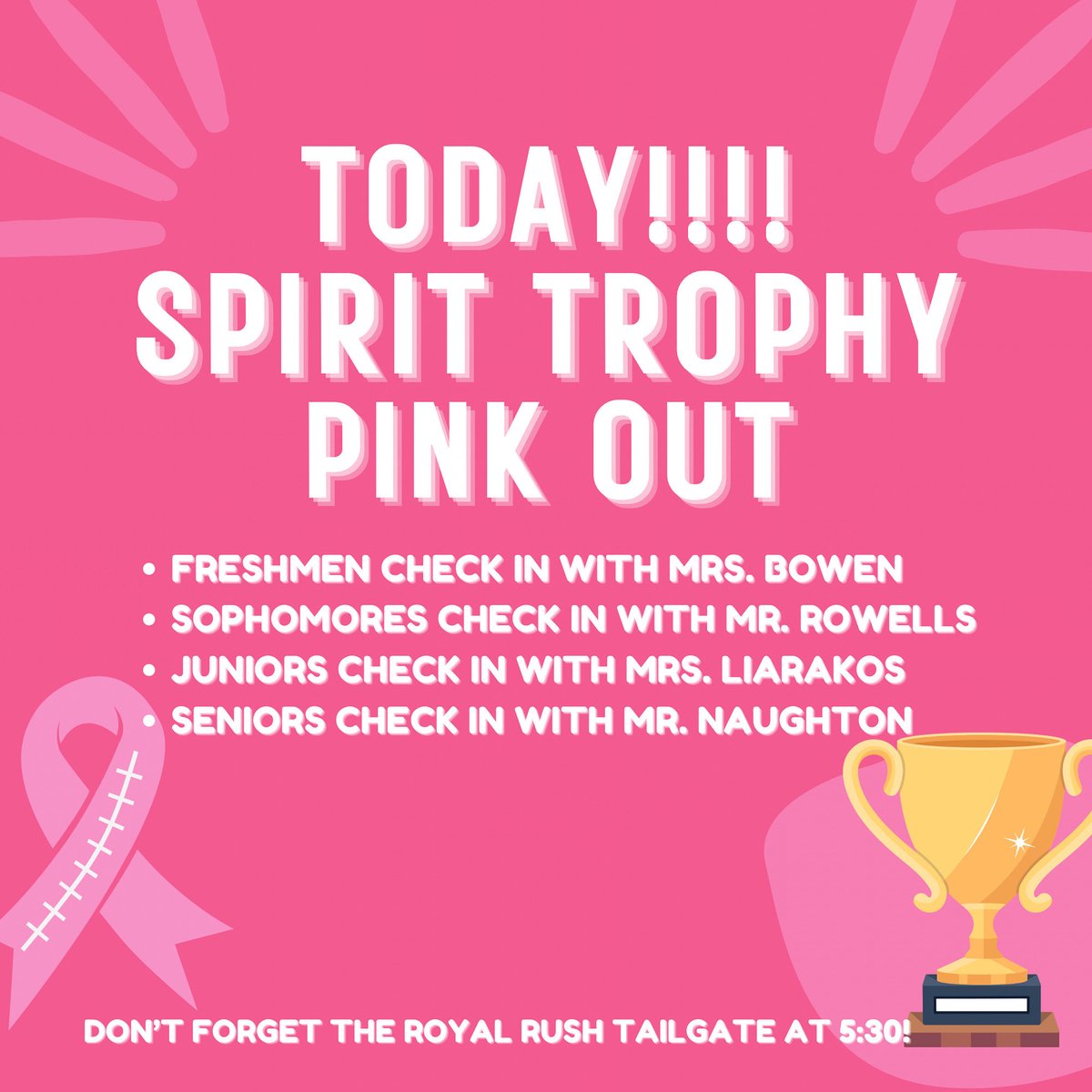 Donuts and bragging rights are on the line, Eagles!! Wear your pink today and get that Spirit Trophy! 💙🦅