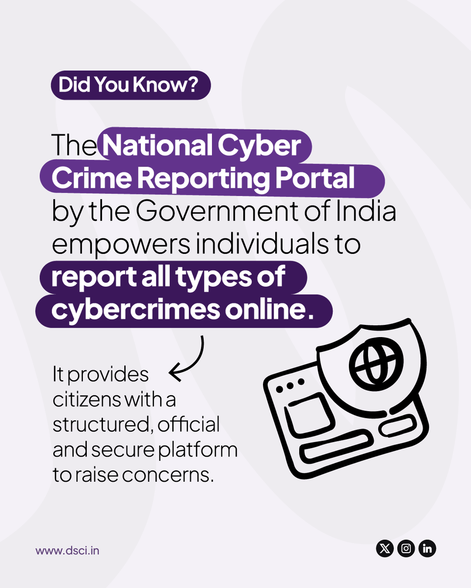 DSCI_Connect's tweet photo. #CyberMatters | Panic and confusion have never helped in redressal, whether in the real world or the digital realm. Know where and how to act if you become a victim of cybercrime.
#Cybercrime #Cyberawareness | @CRED_club @HDFCBank_Cares @IIFL_Finance @BLRAirport #Protectt.ai @providence