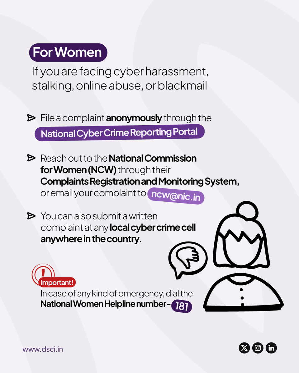 DSCI_Connect's tweet photo. #CyberMatters | Panic and confusion have never helped in redressal, whether in the real world or the digital realm. Know where and how to act if you become a victim of cybercrime.
#Cybercrime #Cyberawareness | @CRED_club @HDFCBank_Cares @IIFL_Finance @BLRAirport #Protectt.ai @providence