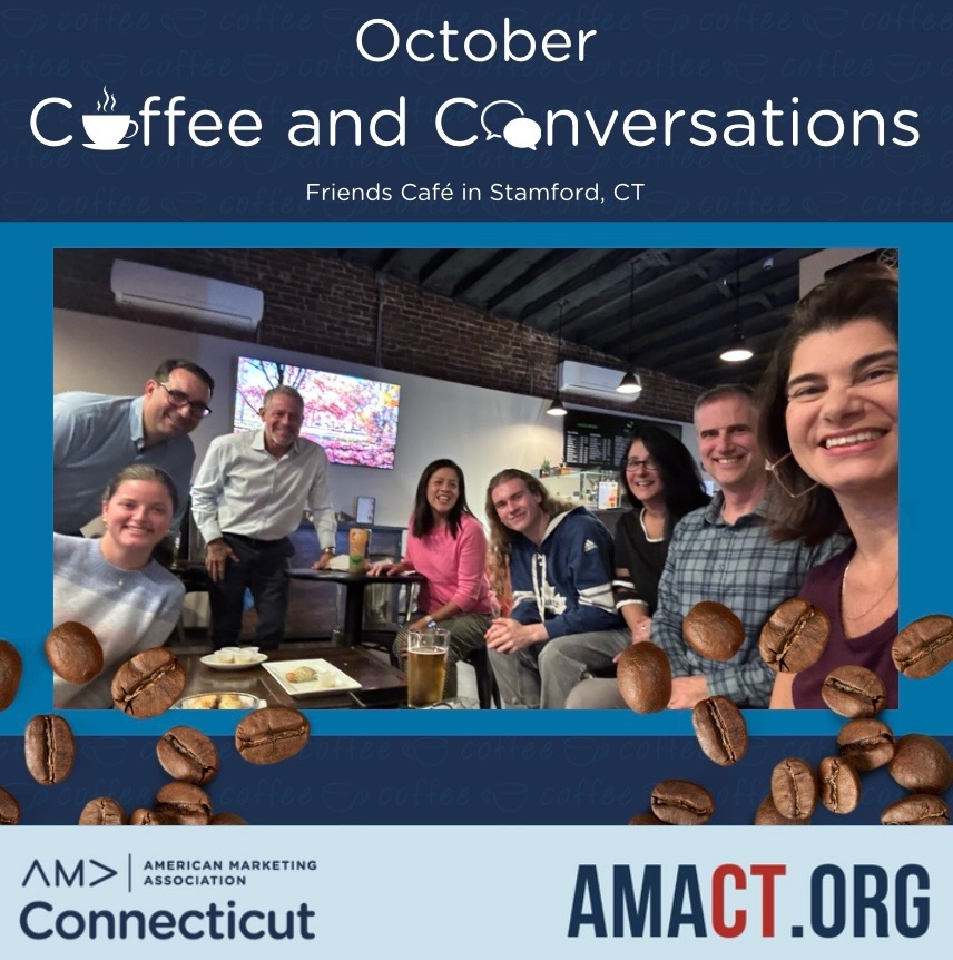 Great conversation, coffee, and connections! Thanks to everyone who joined the AMA CT Chapter at Friends Café in Stamford on 10/23.

☕ Don’t miss the next Coffee &amp; Conversations on 10/30, save your seat today! zurl.co/bTrdX