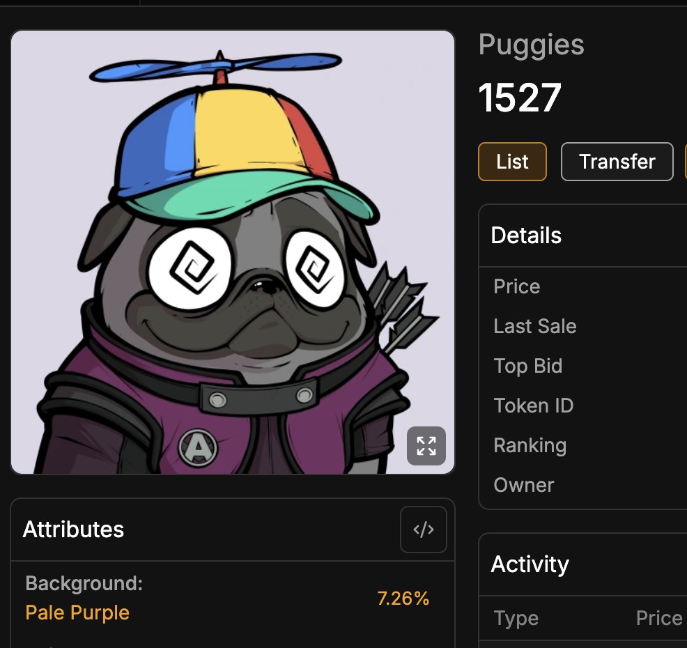 I gave away like 5 NFt's today to random people. Gonna spend some time with family for the weekend but I have one more giveaway to do. I'll select the winner on Monday for this awesome <a href="/SuiPugwif/">Puggies</a> NFT. 
1. Like/retweet this post
2. Drop your Sui wallet in the comments.
