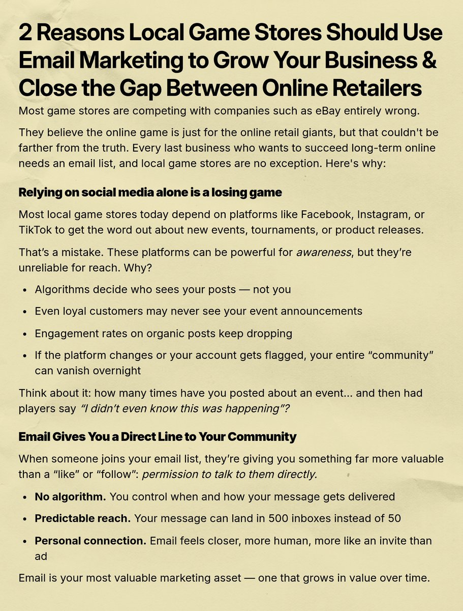 jeremyalanmac's tweet image. Are you a Friendly Local Game Store looking to grow your online presence? Read this ⬇️